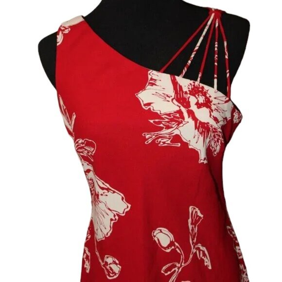 dressbarn Dresses Dressbarn Womens Midi Floral Red Dress Size 6